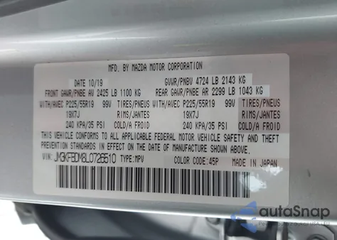 2020 Mazda Cx-5 Grand Touring from USA, damaged, VIN JM3KFBDM8L0726510